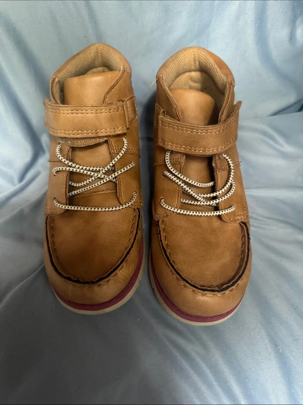 Oshkosh Kids Brown High-Top Casual Shoes with burgundy accent